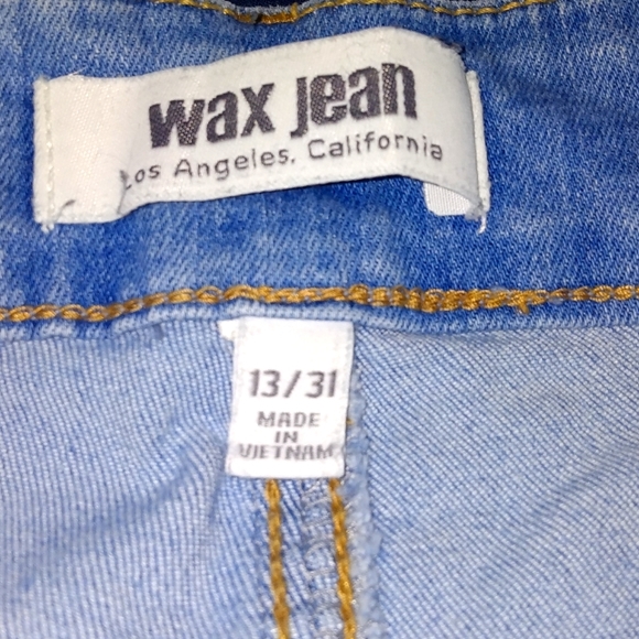 Light Blue Ripped Wax Jeans Size 13/31 - Picture 3 of 3